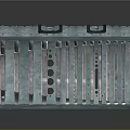 Curved Metal Mechanical Component with Surface Bolts and Internal Blades in Industrial Design