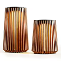 Modern Stylish Wooden Outdoor Lights With Striped Design And Illuminated Glow