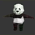 Game And Movie Character Low Poly Black And White Panda Standing Pose With Outstretched Arms