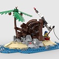 LEGO toy blocks island pirate shipwreck fishing 3d model