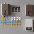 Kitchen Appliances Water Heaters Various Sizes Temperature Control And Installation Pipes 3d model