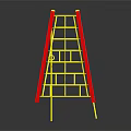 Outdoor Sports Equipment Yellow Red Climbing Frame With Ladder And Rings