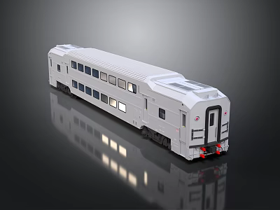 White Modern Train Carriage Model With Multiple Windows And Reflective Surface 3d model