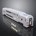 White Modern Train Carriage Model With Multiple Windows And Reflective Surface
