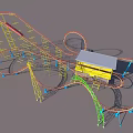 Fun Colorful Roller Coaster Track With Yellow Cabin In Kids Playground