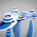Modern Futuristic Office Building With Spiral Blue And White Exterior Design And Innovative Architectural Structure