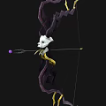 Ornate Bow With Purple Gold Accents Skull Emblem And Arrow With Purple Tip