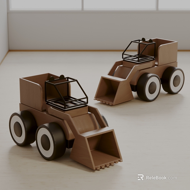 Brown Electric Toy Loaders With Black Frames And White Wheels 3d model 