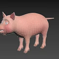 Cute Cartoon Pink Pig 3D Model With Big Ears And Blue Eyes On Black Background
