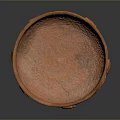 Carved Ceramic Bowl Sculpture With Orange Glaze And Leaf Fruit Decorations