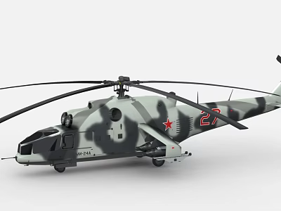 Camouflage Painted Military Helicopter Side View With Red Star Number 27 3d model