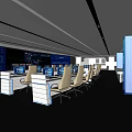 Modern Monitoring Room Command and Control Hall Monitoring Hall Dispatching Command Center Office Desk and Chair 3d model