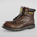 Brown Leather Work Boots Caterpillar With Lace Up Design And Slip Resistant Sole