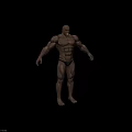 Muscular Male Character Standing Pose Full Body Display with Detailed Muscle Definition 3D Model Design