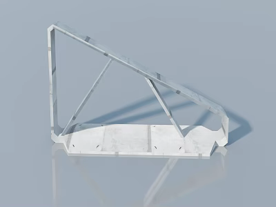White Metal Frame Side Hung Door With Flat Base And Diagonal Supports 3d model