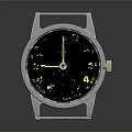 Classic Round Watch With Black Dial Yellow Numbers And Silver Metal Case