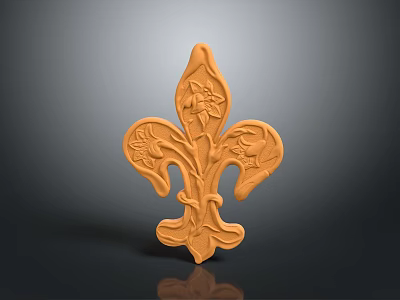 Carved Fleur de Lis Ornament With Intricate Floral And Leaf Designs 3d model