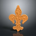 Carved Fleur de Lis Ornament With Intricate Floral And Leaf Designs