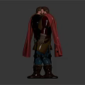 Medieval Warrior Character 3D Model With Red Cape Leather Armor And Front Back View 3d model