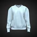 White V Neck Knitted Sweater With Long Sleeves And Loose Fit Style