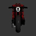 Red Motorcycle Model Constructed with Blocks Black Red Frame Tires Handlebars Dark Background Reflective Surface