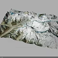 3D Terrain Model Featuring Mountains Glaciers Undulating Landscape And Vegetation Details