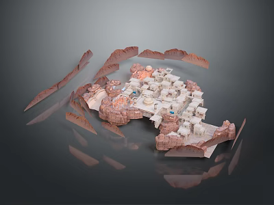 Modern Architectural Model With Geometric White Brown Structure And Open Layout Design 3d model