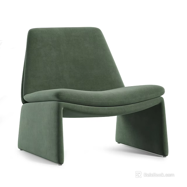 Green Velvet Single Chair With Modern Sleek Backrest And Plush Seat Design 3d model 