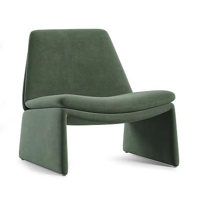 Green Velvet Single Chair With Modern Sleek Backrest And Plush Seat Design 3d model