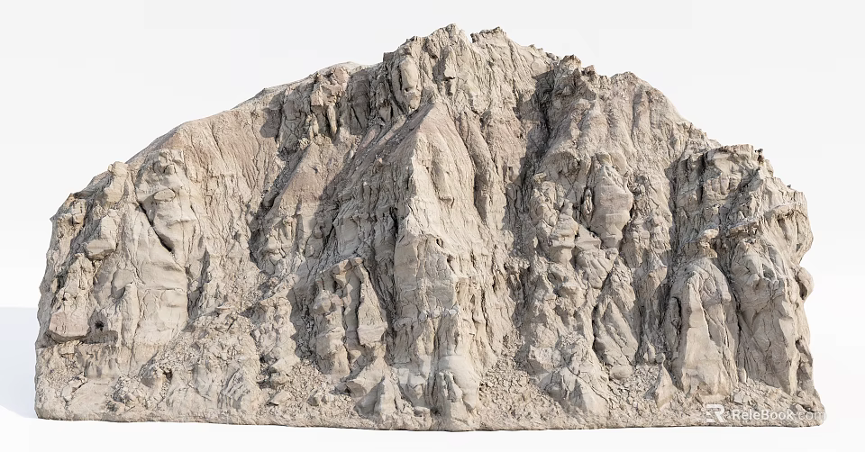 Natural Stone And Wood Landscape Featuring Rocky Mountain Textures And Details 3d model 