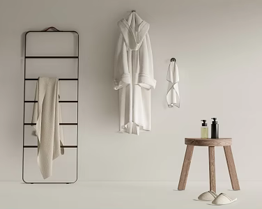 Modern Toiletries Bathrobe Towel Rack Corner Stool Slippers 3d model