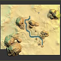 Artistic Garden Landscape Featuring Miniature Rock Formations Winding Path and Decorative Lines