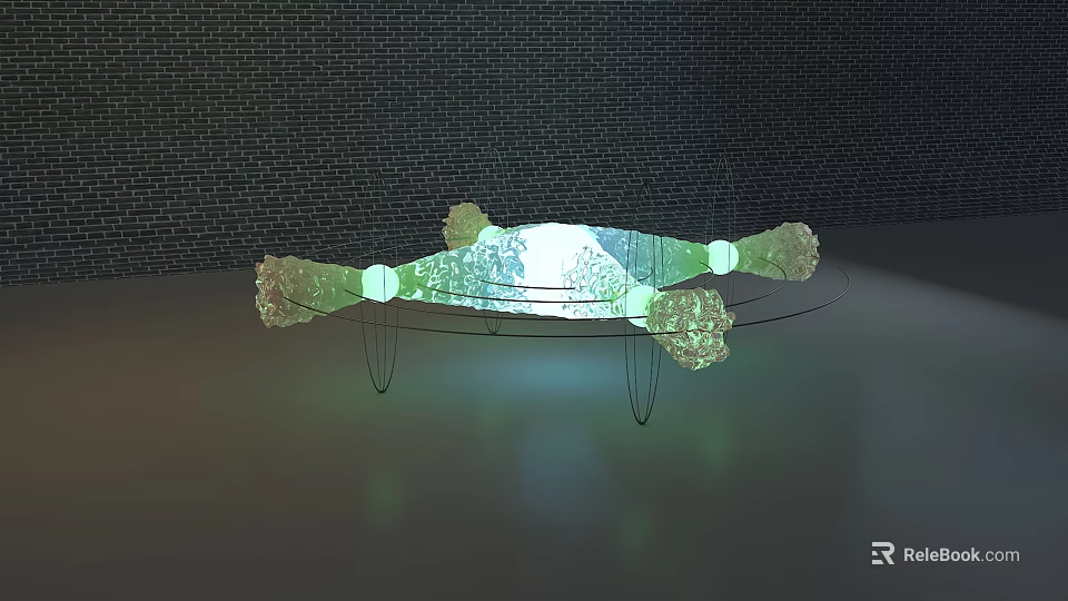 Modern Artistic Hanging Decorative Ornament Set With Green Glass Tone And Decorative Ends 3d model 