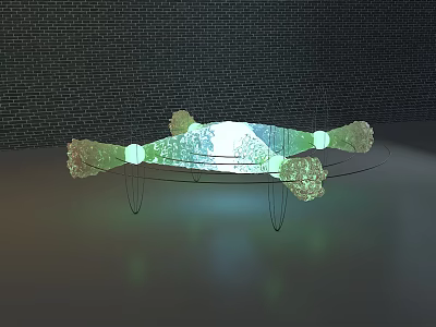 Modern Artistic Hanging Decorative Ornament Set With Green Glass Tone And Decorative Ends 3d model