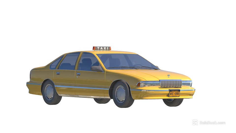 Yellow Taxi Car Featuring Roof Sign And Classic Exterior Design Details 3d model 