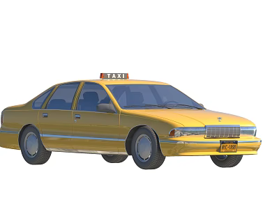 Yellow Taxi Car Featuring Roof Sign And Classic Exterior Design Details 3d model