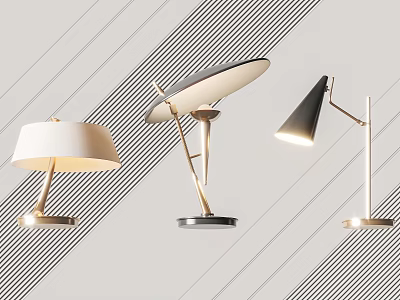 Modern Table Lamps With Various Shade Styles And Metal Support Structures 3d model