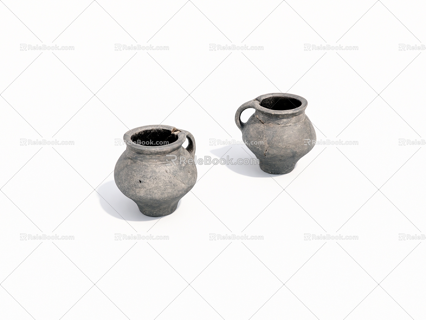 Old pottery jars, jars, old objects 3d model