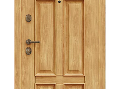 Wooden Hinged Door With Classic Panel Design And Durable Hardware Features 3d model