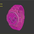 Elegant Luxury Rose Gold Watch Featuring Purple Dial And Diamond Inlaid Strap