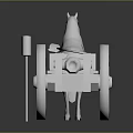 White Classic Horse Drawn Carriage Model Featuring Large Wheels And Standing Horse