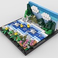 Lego toy building block scene plant forest creek river sky three-dimensional painting 3d model