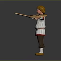 3D Blonde Character In White Red Trimmed Outfit Holding Woven Plate And Small Item