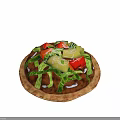 Fresh Vegetable Pizza with Red Peppers Avocado Green Vegetables on Crispy Crust and Savory Sauce
