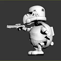 Smart Machine White Helmeted Robot Figure Holding Blaster in Standing Pose 3d model
