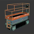 Orange Skyjack Mobile Scissor Lift With Working Platform Guardrails And Wheels