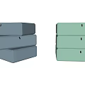 Modern Minimalist Bedside Tables in Gray and Light Green with Three Drawers Each