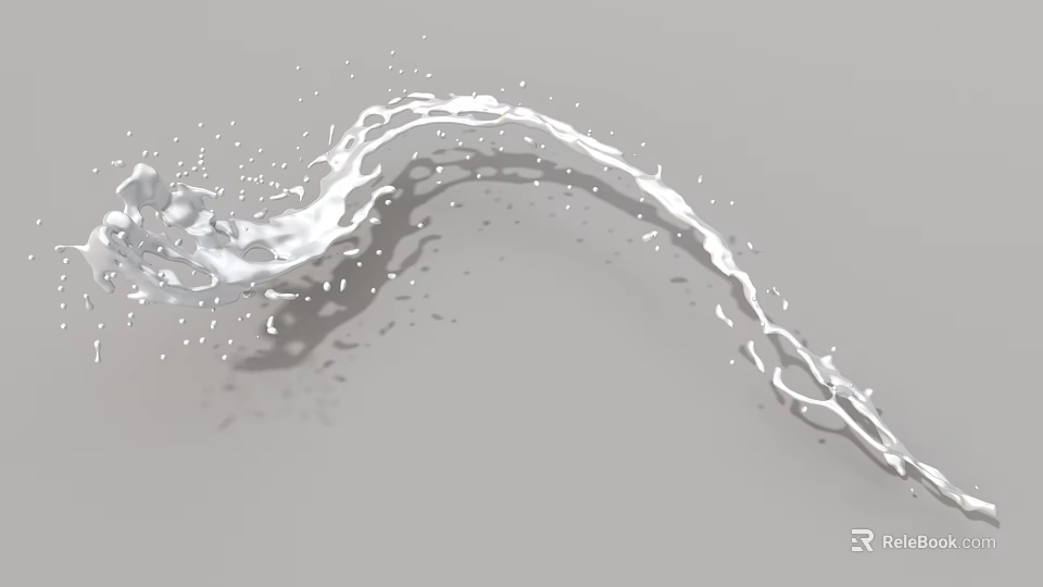 Artistic Dynamic Water Sculpture With Elegant Flowing Curves And Splashing Details 3d model 