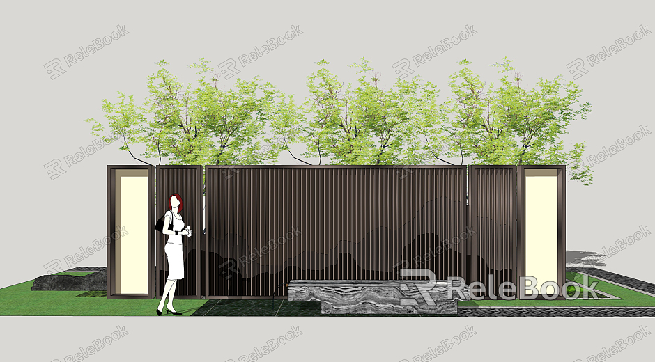 New Chinese Style Landscape Wall Cultural Landscape Wall model