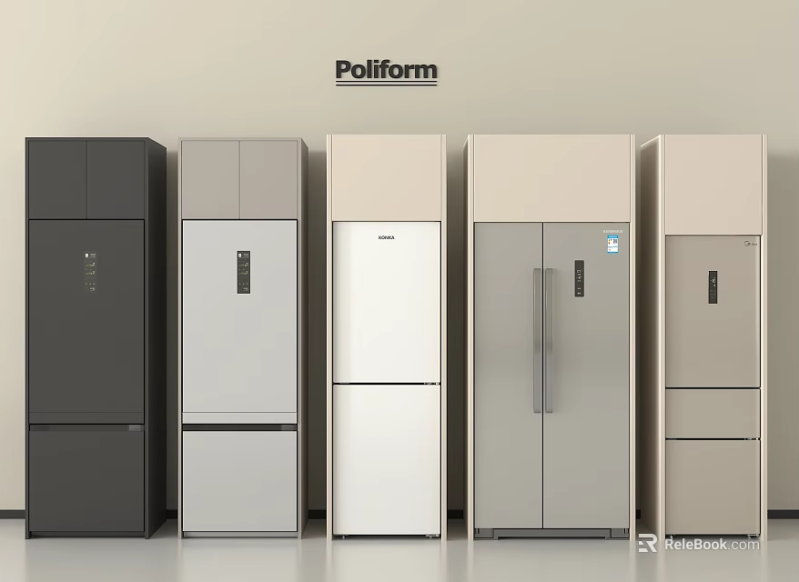 Poliform Refrigerators Freezers Collection Showcasing Different Styles And Colors 3d model 